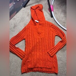 L.A. Blues Orange Cable-Knit Hooded Sweater